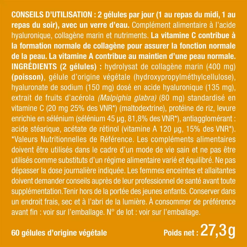 Collagène Marin + Acide Hyaluronique – Cure 1 Mois – Peau & Articulations – Fabriqué En France